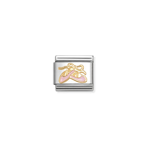 COMPOSABLE CLASSIC LINK 030285/76 BALLET SHOE IN 18K GOLD & PINK ENAMEL