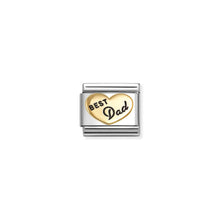 Load image into Gallery viewer, COMPOSABLE CLASSIC LINK 030285/94 BEST DAD HEART IN 18K GOLD &amp; ENAMEL
