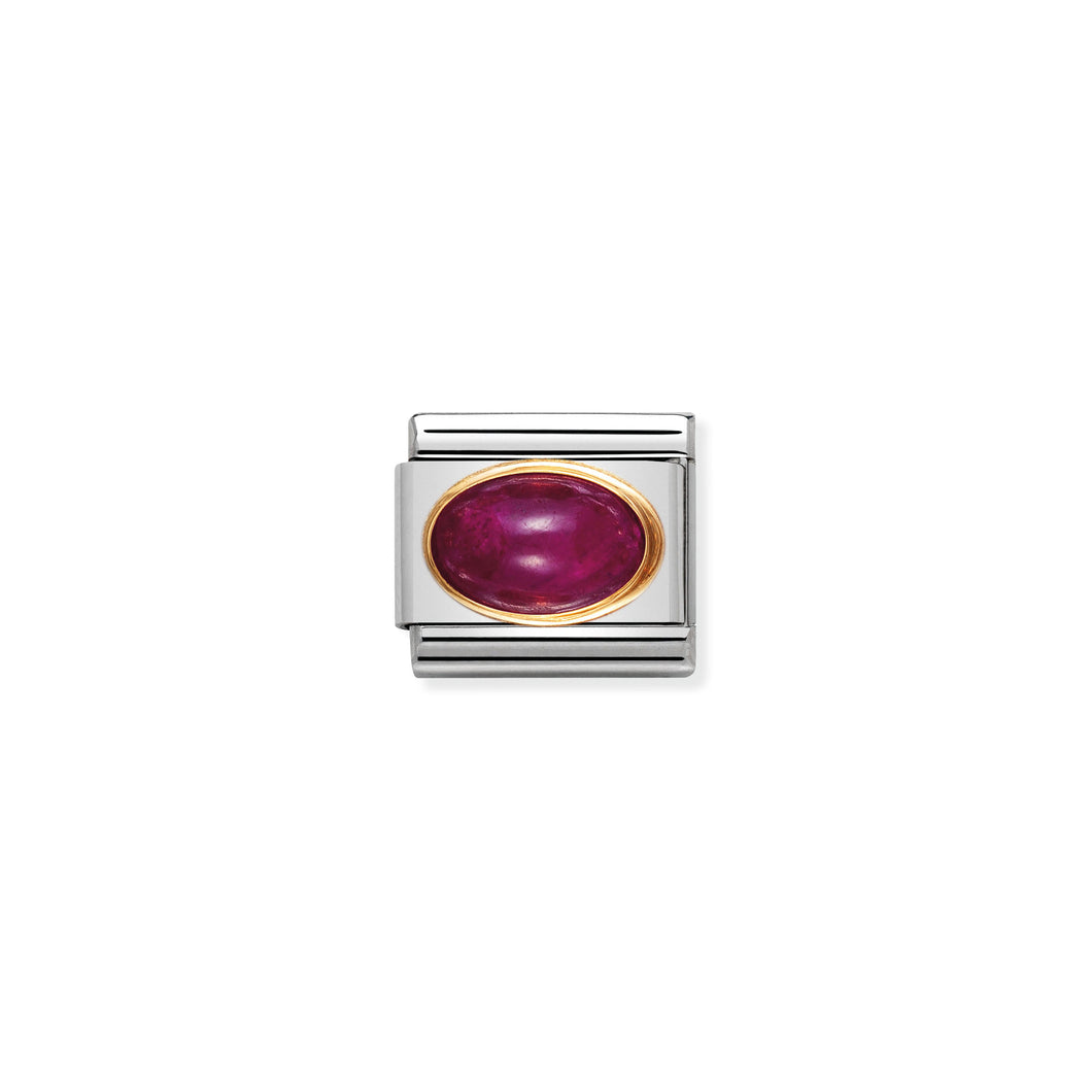COMPOSABLE CLASSIC LINK 030504/10 JULY RUBY OVAL STONE IN 18K GOLD