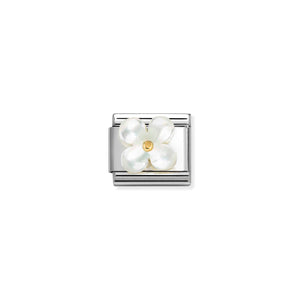COMPOSABLE CLASSIC LINK 030521/02 WHITE MOTHER OF PEARL FLOWER IN 18K GOLD