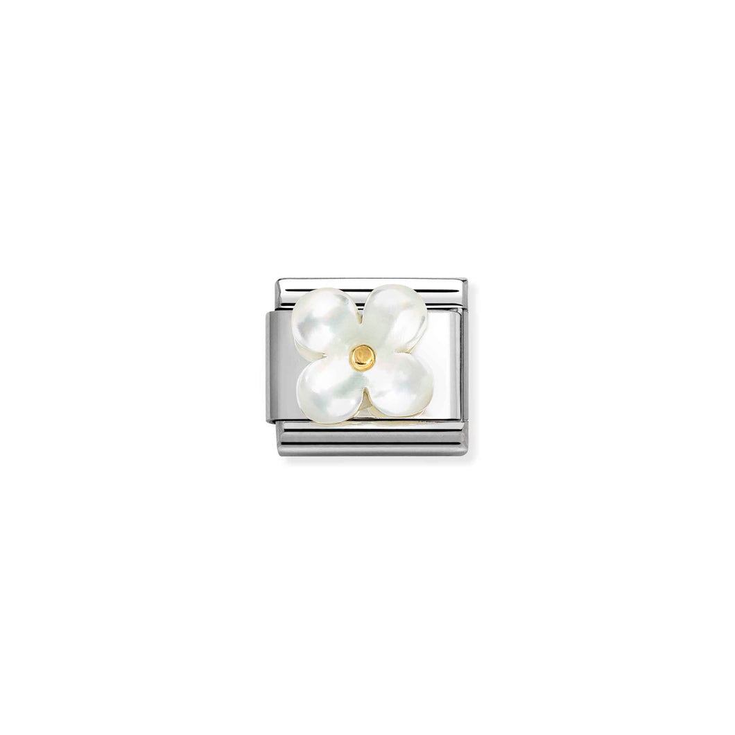 COMPOSABLE CLASSIC LINK 030521/02 WHITE MOTHER OF PEARL FLOWER IN 18K GOLD