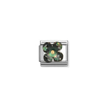 Load image into Gallery viewer, COMPOSABLE CLASSIC LINK 030521/22 BLACK MOTHER OF PEARL FLOWER IN 18K GOLD
