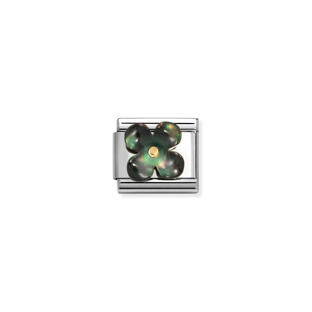 COMPOSABLE CLASSIC LINK 030521/22 BLACK MOTHER OF PEARL FLOWER IN 18K GOLD
