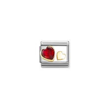 Load image into Gallery viewer, COMPOSABLE CLASSIC LINK 030613/05 RED CZ &amp; GOLD HEARTS IN GOLD
