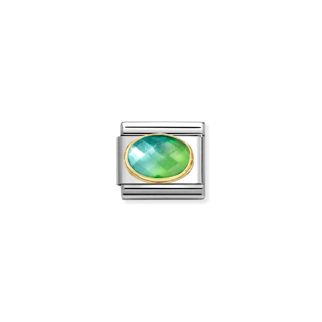 COMPOSABLE CLASSIC LINK 030612/037 TWO TONE BLUE AND GREEN IN 18K GOLD AND ENAMEL