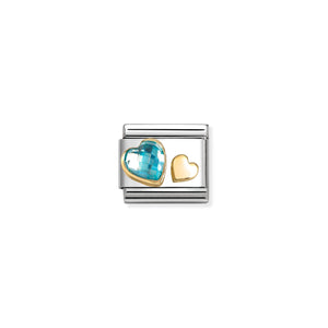 COMPOSABLE CLASSIC LINK 030613/07 BLUE CZ HEART IN 18K GOLD