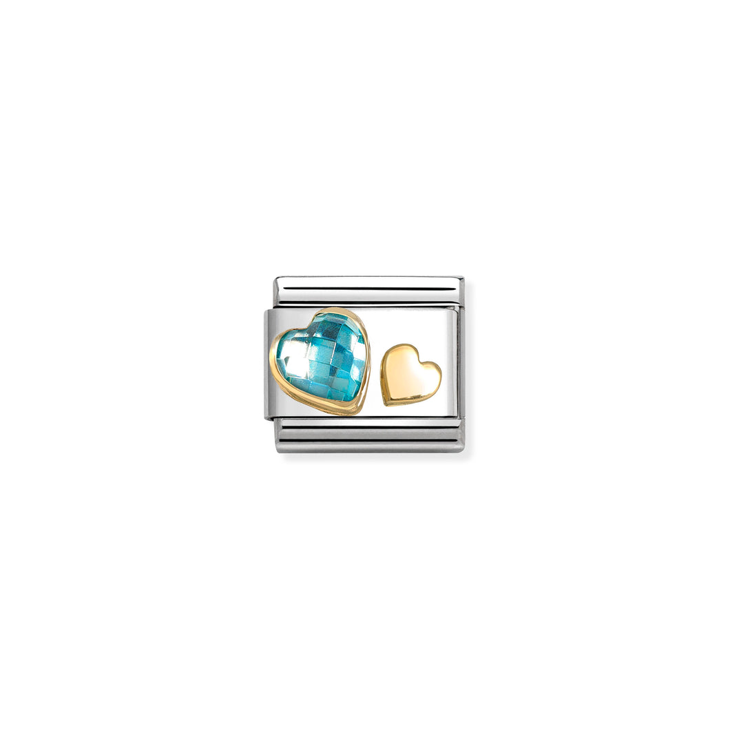 COMPOSABLE CLASSIC LINK 030613/07 BLUE CZ HEART IN 18K GOLD