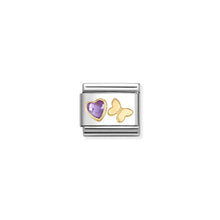 Load image into Gallery viewer, COMPOSABLE CLASSIC LINK 030613/13 PURPLE CZ HEART &amp; BUTTERFLY IN 18K GOLD
