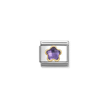 Load image into Gallery viewer, COMPOSABLE CLASSIC LINK 030615/001 PURPLE CZ FLOWER IN 18K GOLD
