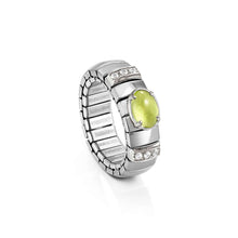 Load image into Gallery viewer, EXTENSION RING 048100/005 STAINLESS STEEL, WHITE CZ &amp; LARGE OVAL PERIDOT
