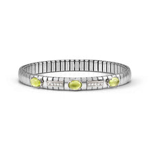 Load image into Gallery viewer, EXTENSION BRACELET 048113/005 STAINLESS STEEL, WHITE CZ &amp; LARGE OVAL PERIDOT
