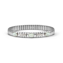 Load image into Gallery viewer, EXTENSION BRACELET 048113/013 STAINLESS STEEL, WHITE CZ &amp; LARGE OVAL WHITE OPAL
