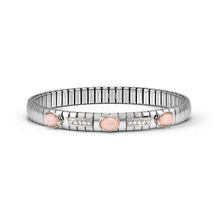 Load image into Gallery viewer, EXTENSION BRACELET 048113/018 STAINLESS STEEL, WHITE CZ &amp; LARGE OVAL PINK OPALINE

