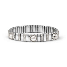 Load image into Gallery viewer, EXTENSION BRACELET 048116/019 STAINLESS STEEL WHITE CZ &amp; PEARLS
