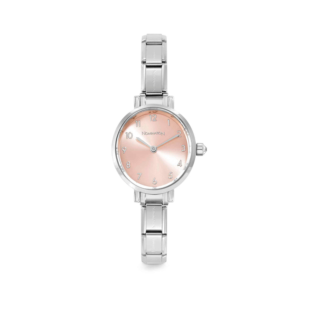 WATCH 076038/014 STAINLESS STEEL OVAL SUNRAY PINK DIAL