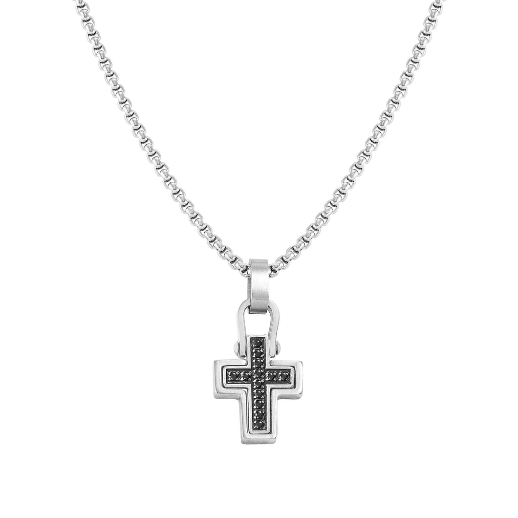 MANVISION NECKLACE 133006/007 CROSS BLACK CZ