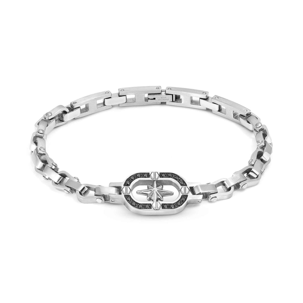 MANVISION CHAIN BRACELET 133013/014 WIND ROSE BLACK CZ