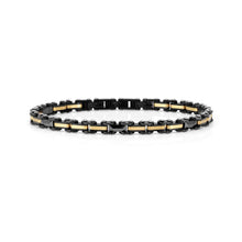 Load image into Gallery viewer, VIRTUS CODE BRACELET 1330100/044 SATIN BLACK &amp; GOLD DETAILS
