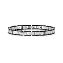 Load image into Gallery viewer, VIRTUS CODE BRACELET 1330101/030 WIDE SATIN BLACK &amp; SILVER
