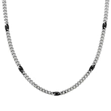 Load image into Gallery viewer, BOLD STEEL NECKLACE 133215/030 SILVER CHAIN WITH BLACK PVD
