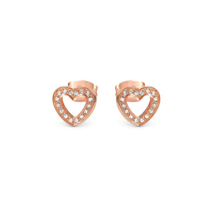 SOFFIO D'AMORE EARRINGS 134005/022 ROSE GOLD HEART WITH CZ