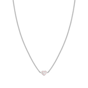 FAIRYICONS STAINLESS STEEL NECKLACE 134102/022 HEART WITH PINK ENAMEL