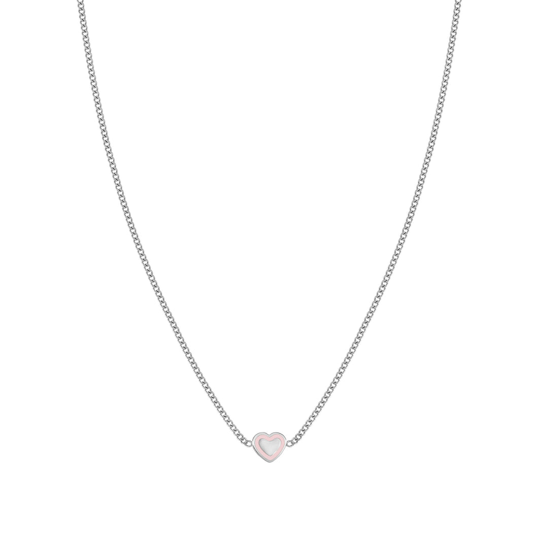FAIRYICONS STAINLESS STEEL NECKLACE 134102/022 HEART WITH PINK ENAMEL
