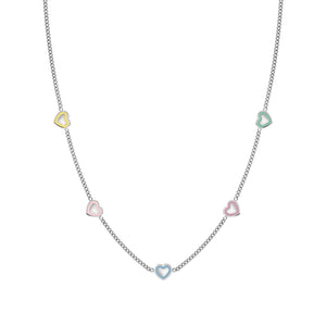 FAIRYICONS STAINLESS STEEL NECKLACE 134103/022 MULTI HEART WITH ENAMEL