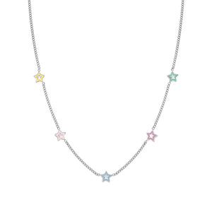 FAIRYICONS STAINLESS STEEL NECKLACE 134103/023 MULTI STAR WITH ENAMEL