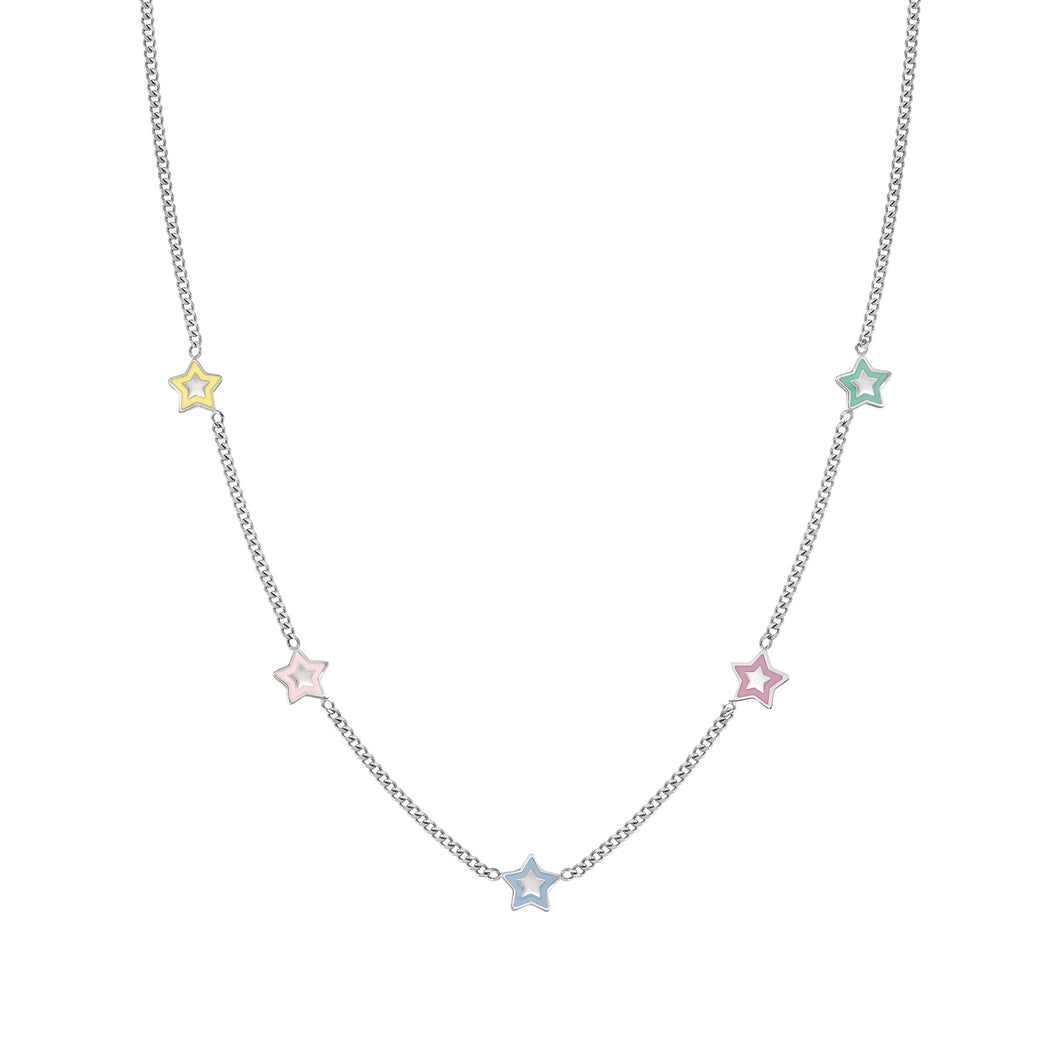 FAIRYICONS STAINLESS STEEL NECKLACE 134103/023 MULTI STAR WITH ENAMEL