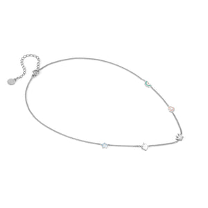 FAIRYICONS STAINLESS STEEL NECKLACE 134103/050 MULTI SYMBOL WITH ENAMEL & CZ