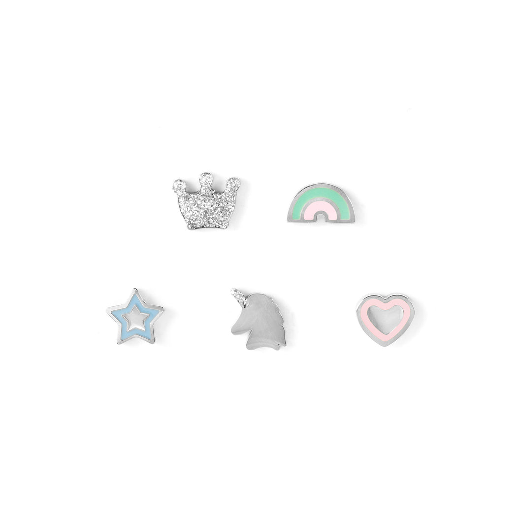 FAIRYICONS STAINLESS STEEL STUDS 134104/050 SYMBOLS WITH ENAMEL & CZ