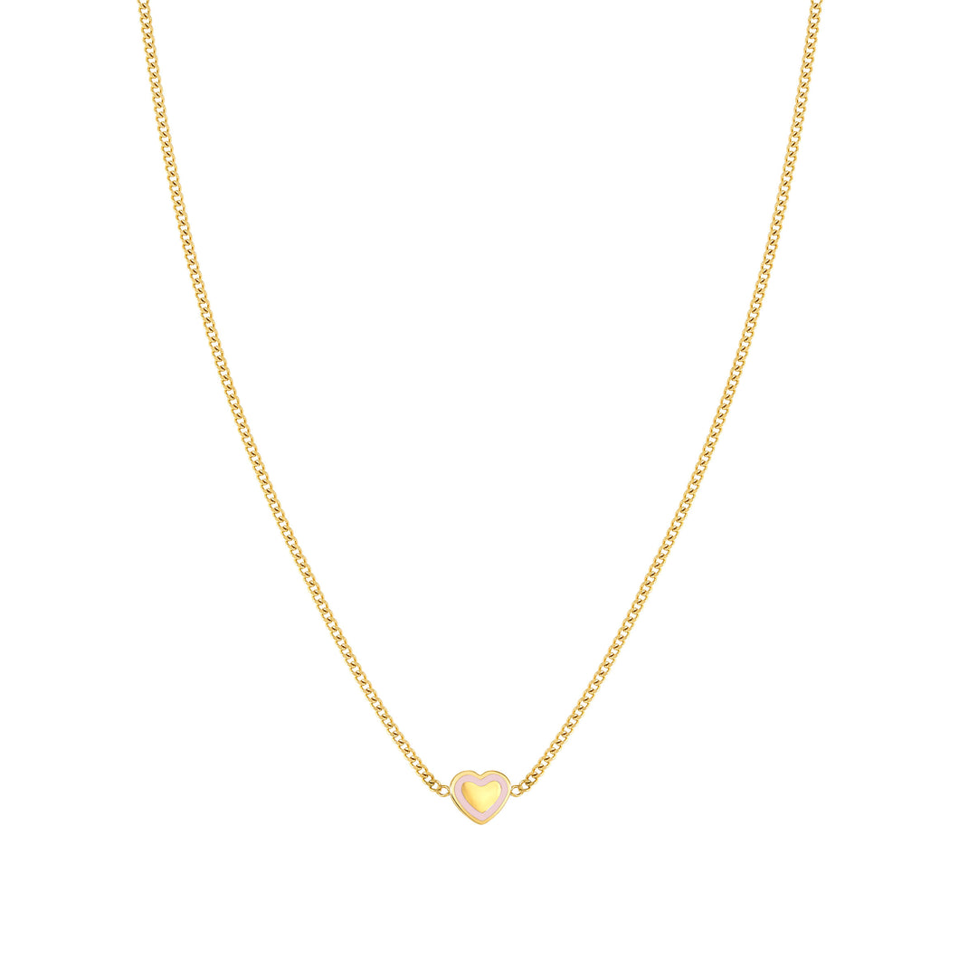 FAIRYICONS GOLD NECKLACE 134108/022 HEART WITH PINK ENAMEL