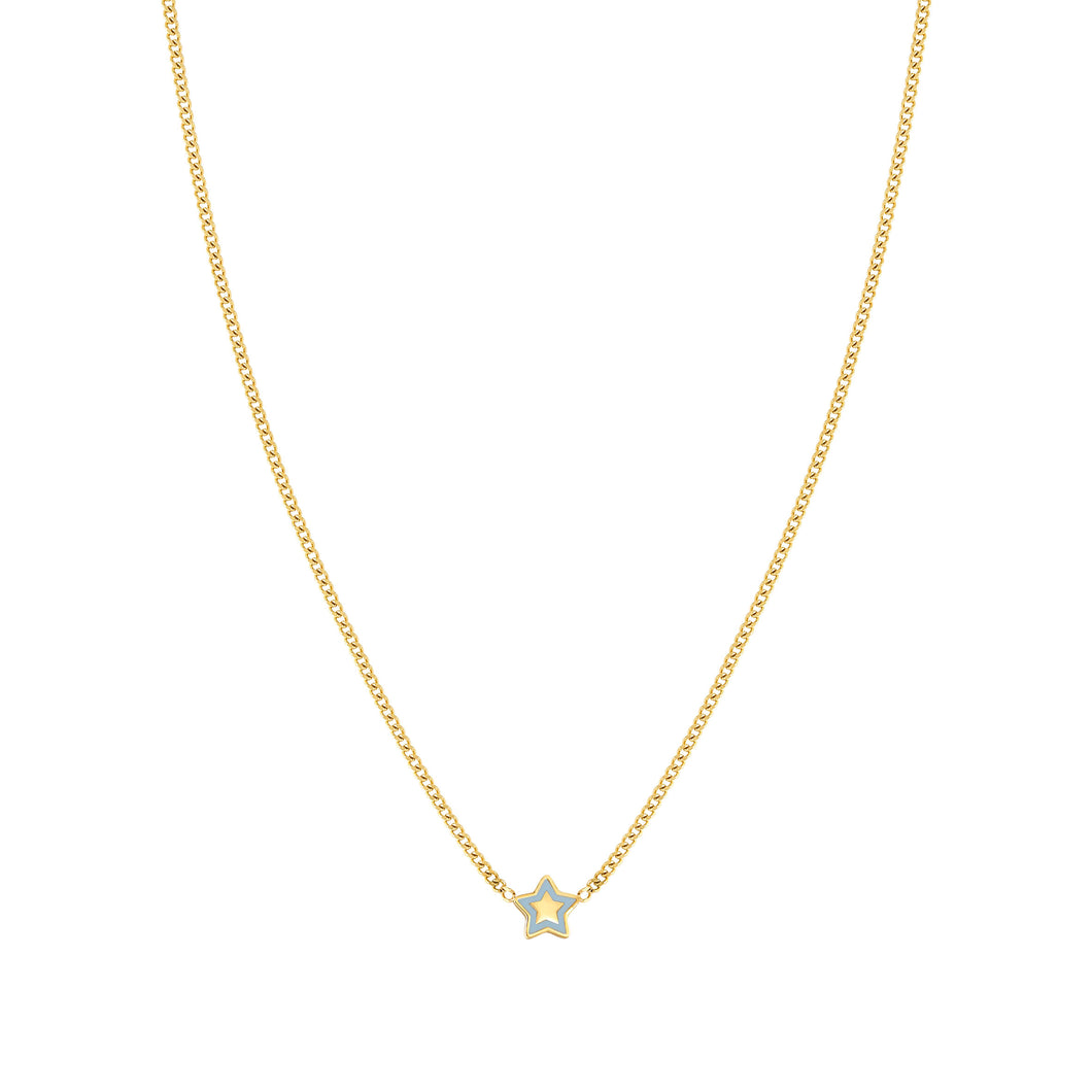 FAIRYICONS GOLD NECKLACE 134108/023 STAR WITH BLUE ENAMEL
