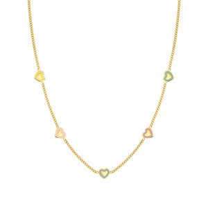 FAIRYICONS GOLD NECKLACE 134109/022 MULTI HEART WITH ENAMEL