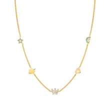 Load image into Gallery viewer, FAIRYICONS GOLD NECKLACE 134109/050 MULTI SYMBOL WITH ENAMEL &amp; CZ
