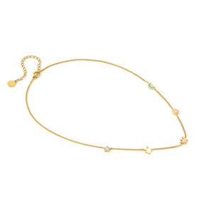 FAIRYICONS GOLD NECKLACE 134109/050 MULTI SYMBOL WITH ENAMEL & CZ