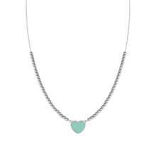 Load image into Gallery viewer, EMOSFERE STAINLESS STEEL NECKLACE 134204/002 HEART WITH AQUA ENAMEL

