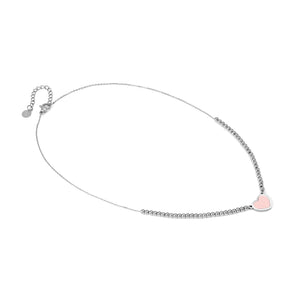 EMOSFERE STAINLESS STEEL NECKLACE 134204/006 HEART WITH PINK ENAMEL