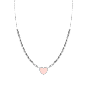 EMOSFERE STAINLESS STEEL NECKLACE 134204/006 HEART WITH PINK ENAMEL