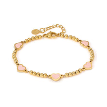 Load image into Gallery viewer, EMOSFERE GOLD BRACELET 134212/006 MULTI HEARTS WITH PINK ENAMEL
