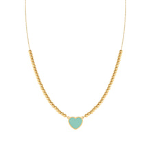 Load image into Gallery viewer, EMOSFERE GOLD NECKLACE 134214/002 HEART WITH AQUA ENAMEL
