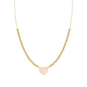 EMOSFERE GOLD NECKLACE 134214/006 HEART WITH PINK ENAMEL