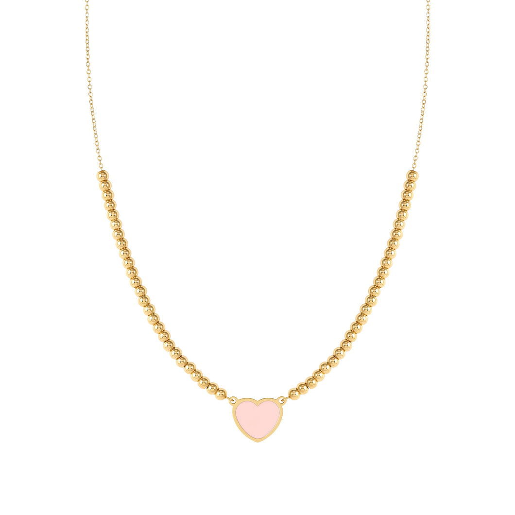 EMOSFERE GOLD NECKLACE 134214/006 HEART WITH PINK ENAMEL