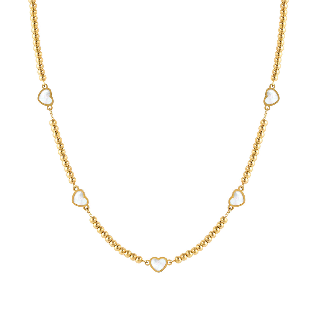EMOSFERE GOLD NECKLACE 134217/036 MULTI HEART WITH M-O-P