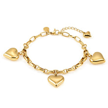 Load image into Gallery viewer, WEAR &amp; STYLE BRACELET 134504/006 GOLDEN HEART PENDANTS
