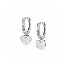 Load image into Gallery viewer, CHIC &amp; CHARM WHITE CZ EARRINGS 148604/001 WITH HEART PENDANT
