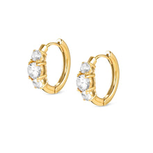 Load image into Gallery viewer, COLOUR WAVE EARRINGS 149822/012 GOLD &amp; WHITE CZ
