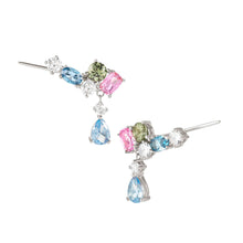 Load image into Gallery viewer, COLOUR WAVE EARRINGS - CLIMBERS 149828/010 STERLING SILVER &amp; COLOURED CZ
