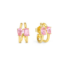 Load image into Gallery viewer, COLOUR WAVE EARRINGS 149859/021 GOLD PINK CZ
